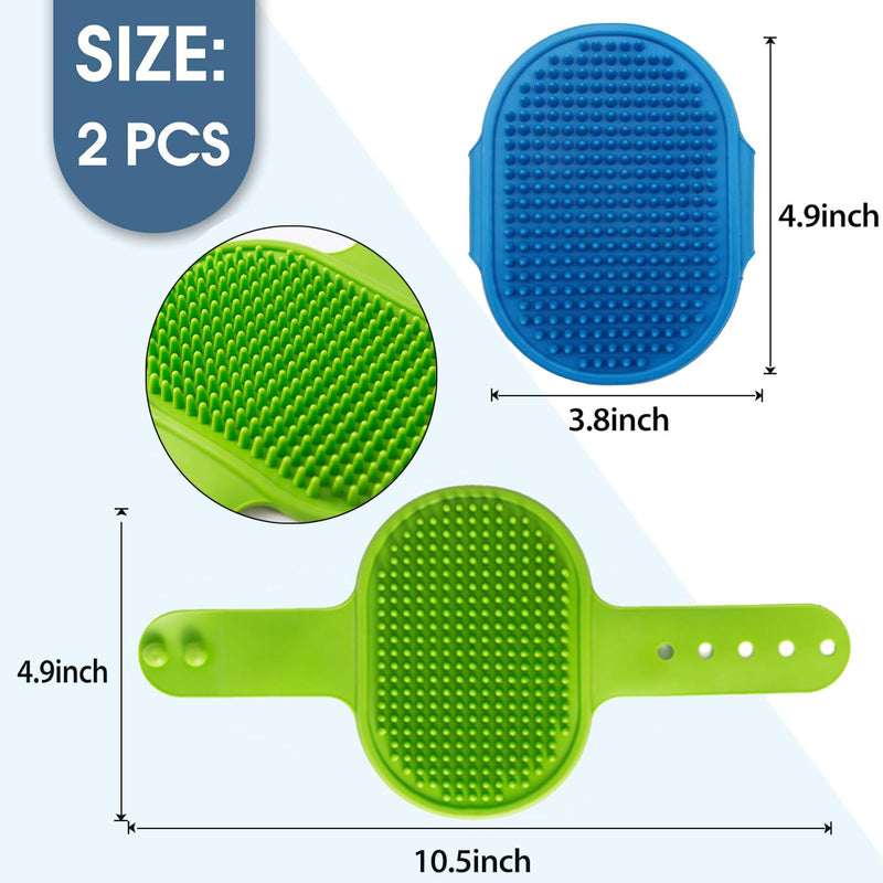 Dog Grooming Brush, Pet Shampoo Bath Brush Dog Grooming Shedding Brush Soothing Massage Rubber Comb with Adjustable Ring Handle for Long Short Haired Dogs and Cats 2pcs Blue & Green - PawsPlanet Australia
