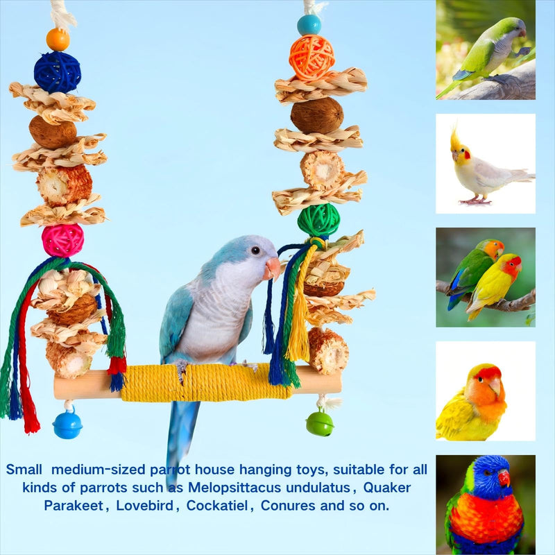 Bird Swings Toys for Parakeets Parrot,Natural Bird Perch Cage Hanging Chew Toys for Conures Budgerigars Finches Parrots Lovebirds and Small Medium Birds - PawsPlanet Australia