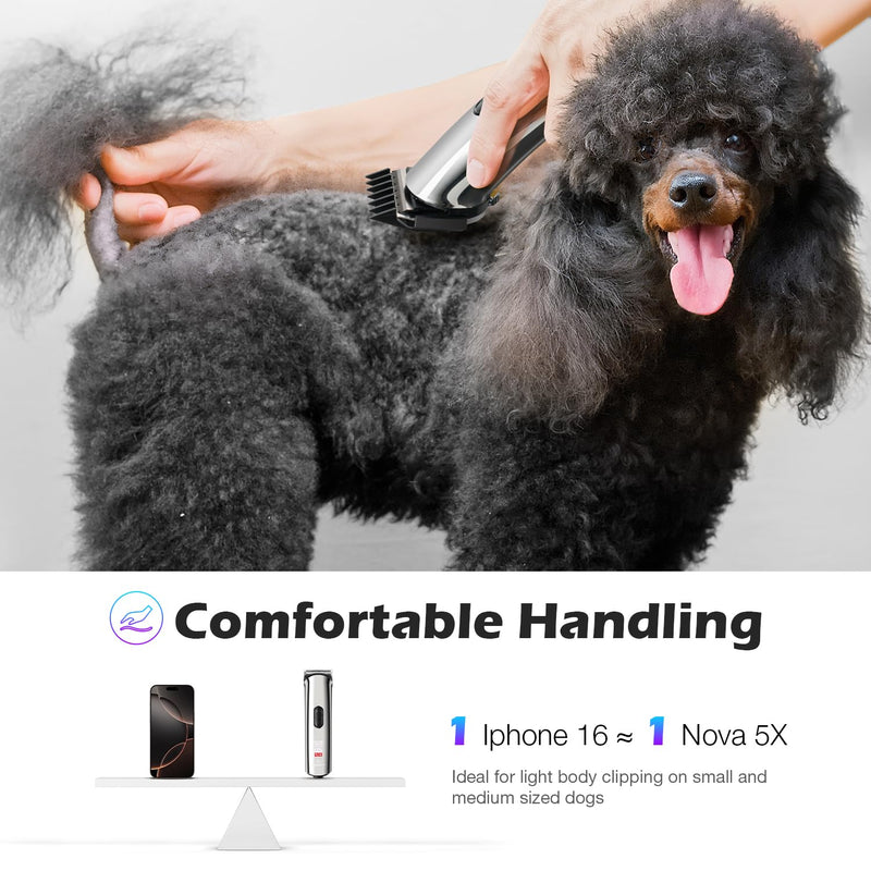 Professional Dog Grooming Clippers with Charging Dock, 5-in-1 Adjustable Blade Cordless Pet Grooming Kit 5 Speed Rechargeable Trimmer Hair Shaver with Detachable Guide Combs for Animal Horse - PawsPlanet Australia