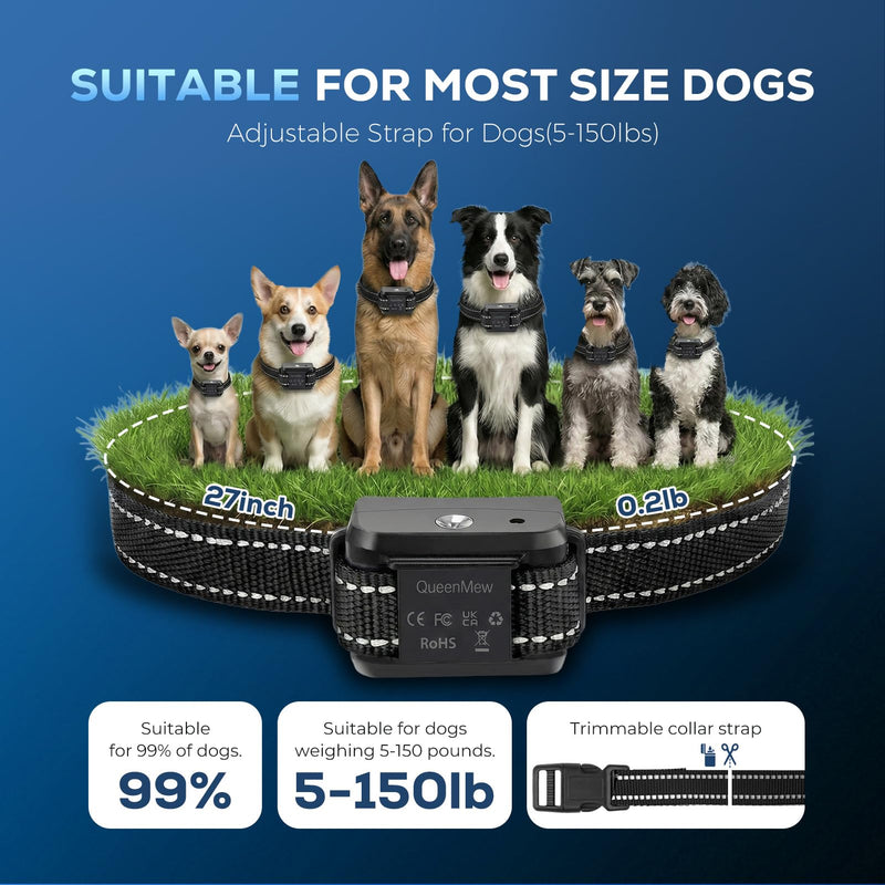 Citronella Dog Bark Collar, Dog Bark Collar for Large Medium Small Dogs, Bark Collar with Adjustable Spray & Sensitivity, Rechargeable Anti-Bark Collar for Dogs with Safe, 2 Collar Straps(Black) Black