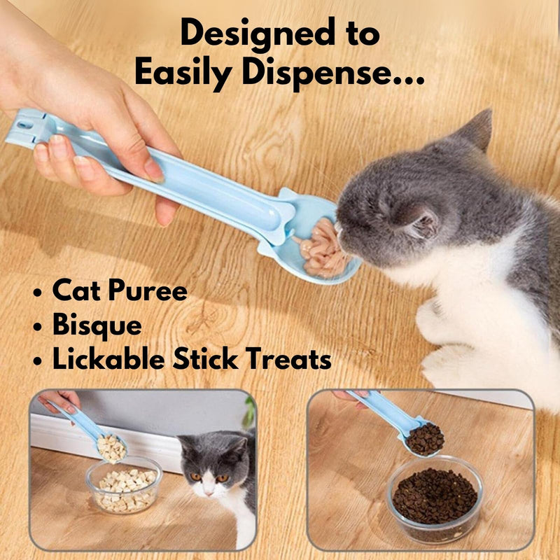 Cat Treat Spoon Squeeze, Cat Strip Feeder Spoon for Bisque Bar Feeding, Happy Spoon for Cats Treats, Cat Spoon & Cat Treat Tube Squeezer, Cat Treat Feeder Spoon for Feeding Liquid Food (Green) Green - PawsPlanet Australia