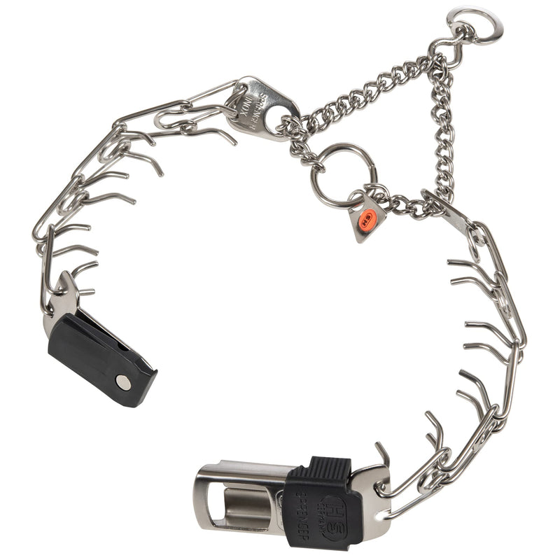 Herm Sprenger Dog Training Prong Collar with Quick Release Cliclock Buckle and Swivel Ring Adjustable Length German Made Stainless Steel Collar for Small to Medium Dogs Up to 15" Neck (2.25mm Prongs) 18in (up to 15" neck) x 2.25mm Links - PawsPlanet Australia