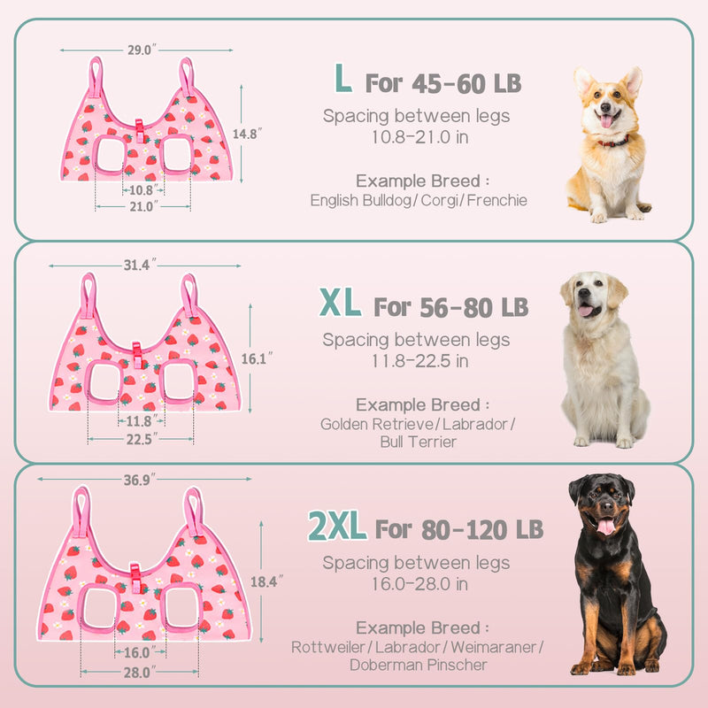 Supet Dog Grooming Hammock, Dog Hanging Harness for Nail Trimming Doorframe, Pet Holder Restraint for Clipping Nails, Pet Hoist Sling for Cutting Nails, Ear & Eye Cleaning, Medicine at Home (L) L（ Legs Spacing：10.8"-21.0" / Max W：45-60LBS） Strawberry - PawsPlanet Australia