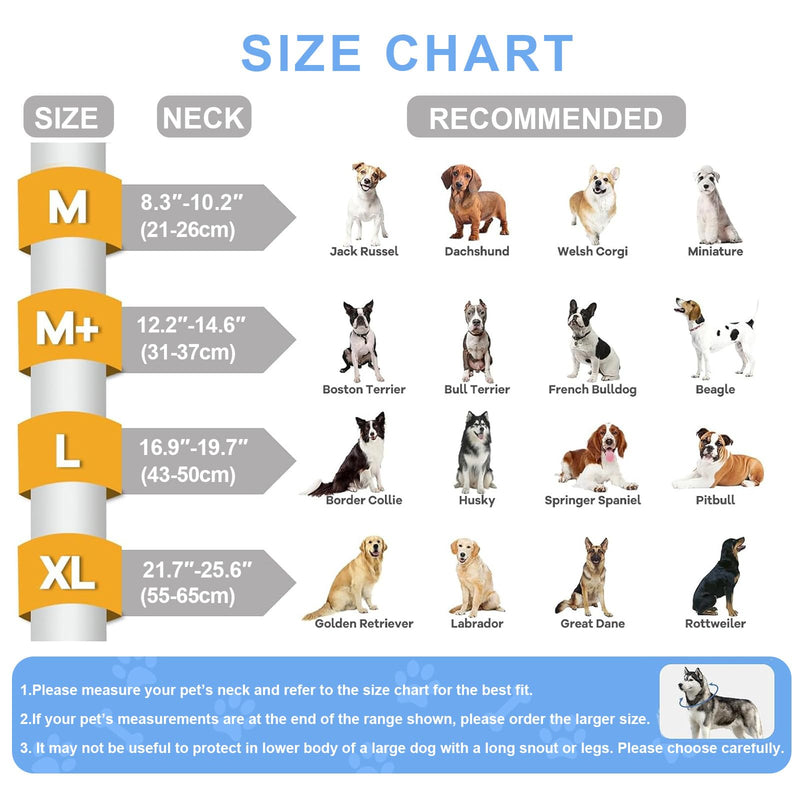 Inflatable Dog Cone Collar, Soft Dog Cone After Surgery, for M M+ L XL Dogs, with Detachable Anti Licking Shield and Inflator, 2 in 1 Adjustable Alternative, Does Not Block Vision, Grey (M) M (8.3"-10.2") - PawsPlanet Australia