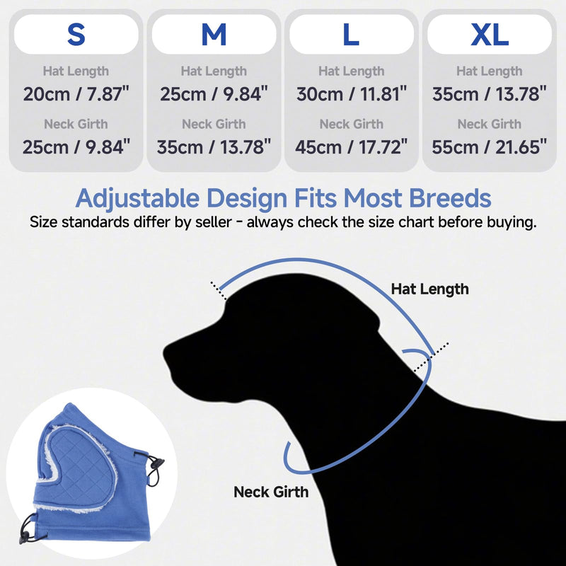 Dog Ear Muffs for Noise Protection – Dog Ear Defenders Calming Hoodie for Anxiety Relief, Anti Scratch Ear Wrap for Grooming Blow Drying Fireworks Thunder (Blue, S) Blue