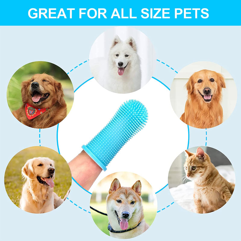 4 Pieces Soft Silicone Pet Finger Toothbrush, Dogs Cats Finger Toothbrush, Silicone Cat Teeth Cleaner, Blue