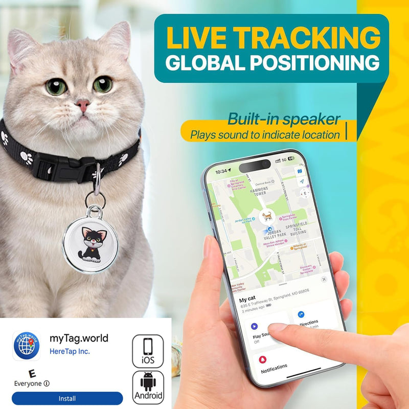 Cat Tracke Collar-Cat GPS Tracker-GPS Tracker for Cats-Pet Tracker for Cats| Android and iOS Universal | No Monthly Fee | Waterproof | Works with Any Collar - PawsPlanet Australia