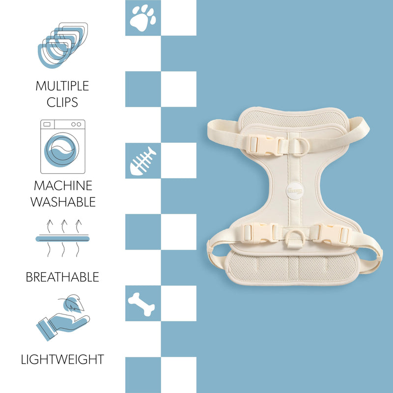 HNS1003L Arlo Large Adjustable Soft Padded No Pull Pet Harness with 3 Buckles and 3 Leash Clips, Bailey Almond Large (Chest: 24 - 37") - PawsPlanet Australia