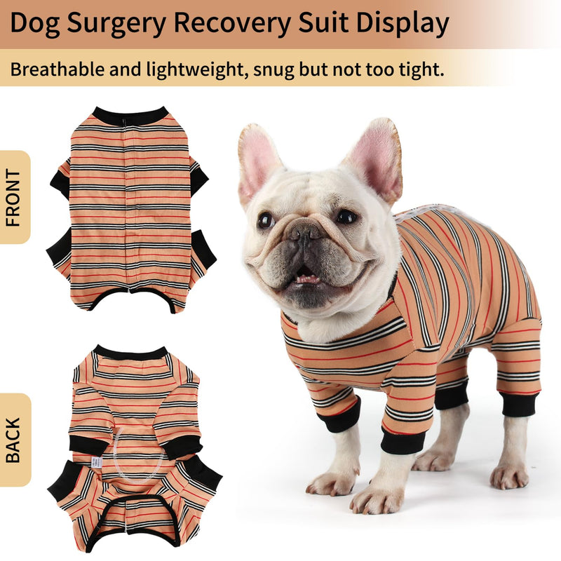Dog Onesie for After Surgery Recovery Suit Pet Surgical Suit for Female Male Cone E-Collar Alternatives After Spay Abdominal Wounds Protector Dog Anti-Licking Onesie for Small Medium Dogs Brown - PawsPlanet Australia
