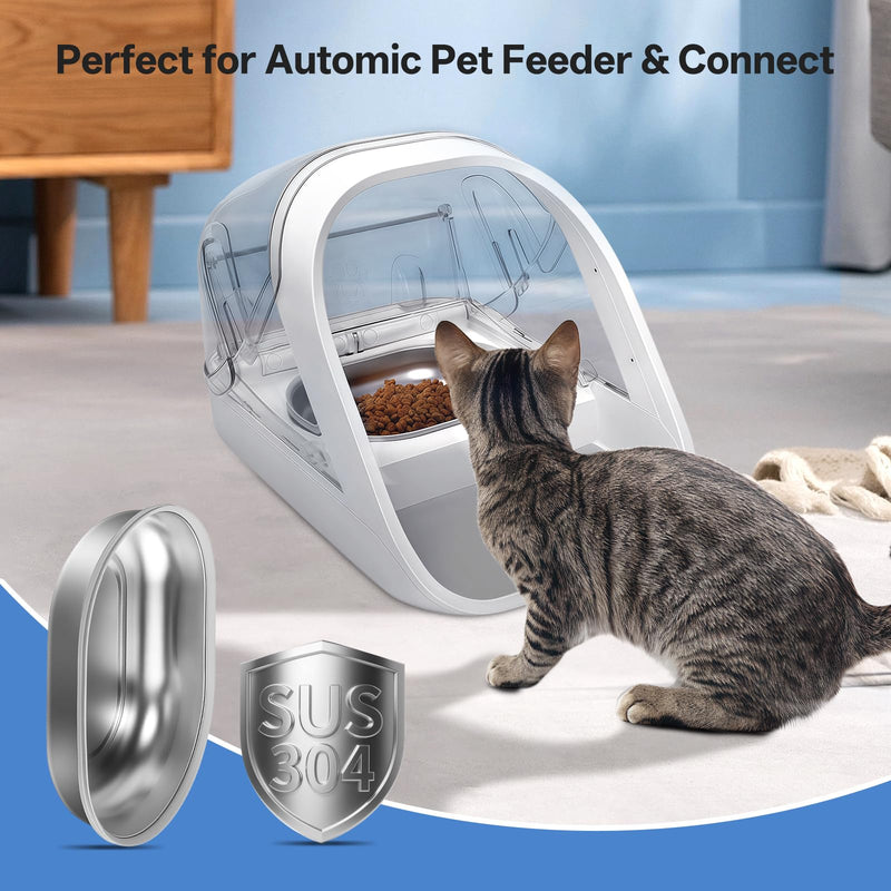 Stainless Steel Bowls and Mat Set for Automatic Pet Feeder & Connect, Feriva 2 Single SUS 304 Bowls and 1 Silicone Mat, Keep Food Fresh, Protect Cat Feeder, Easy to Clean SUS 304 bowl - PawsPlanet Australia