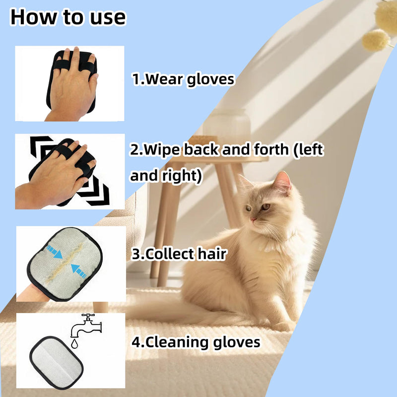 Pet Hair Removal Glove Brush for Cats & Dogs Reusable Electrostatic Hair Remover Glove Tool Grooming Gloves for Pet Hair Remover for Couch, Furniture, Carpet, Curtain 1PC Black - PawsPlanet Australia