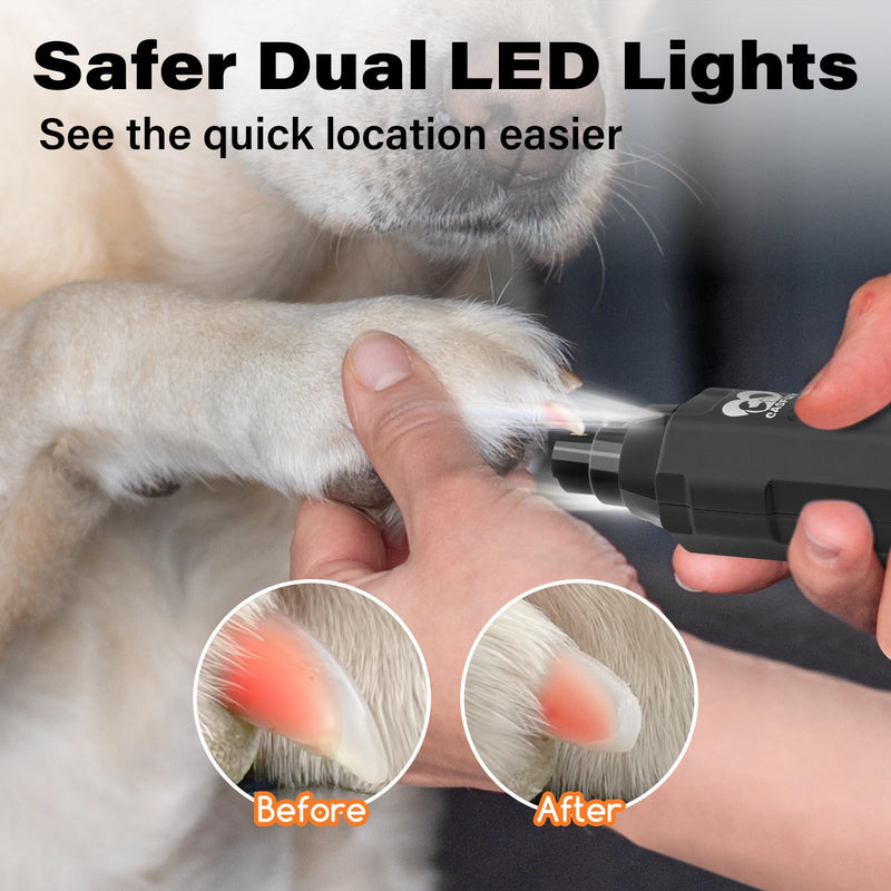 Casfuy 6-Speed Dog Nail Grinder - Newest Enhanced Pet Nail Grinder Super Quiet Electric Dog Nail Trimmer Rechargeable Painless Paws Grooming & Smoothing Tool for Large Medium Small Dogs (Grey) D-Grey