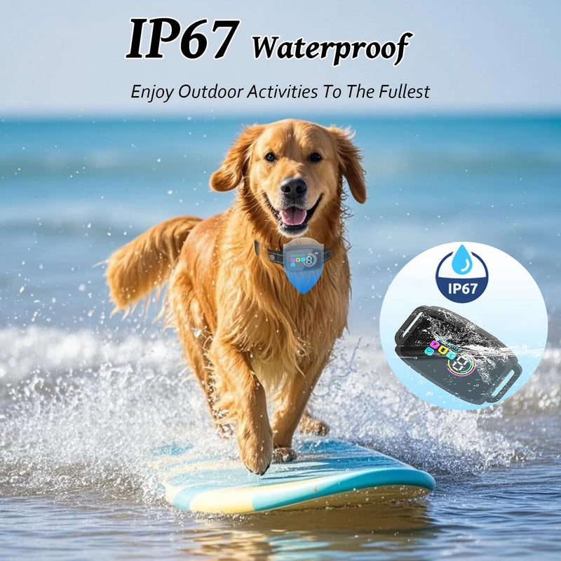 Auto Anti Barking Collar for All Dogs Beep/Vibration/E-Shock, 8 Leves Sensitivity Sound Smart Detection Smart Stop Barking Dog Collar Rechargeable IP67 Waterproof - PawsPlanet Australia
