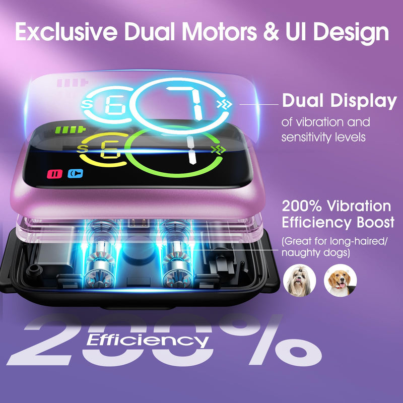 Smart Dog Bark Collar, Automatic Stop Bark Collar for Large, Medium, Small Dogs, Safe & Humane Barking Collar with Beep, Vibration & 7 Adjustable Sensitivity, Anti Barking Device IP67 Waterproof 1-Pack Bright Purple - PawsPlanet Australia