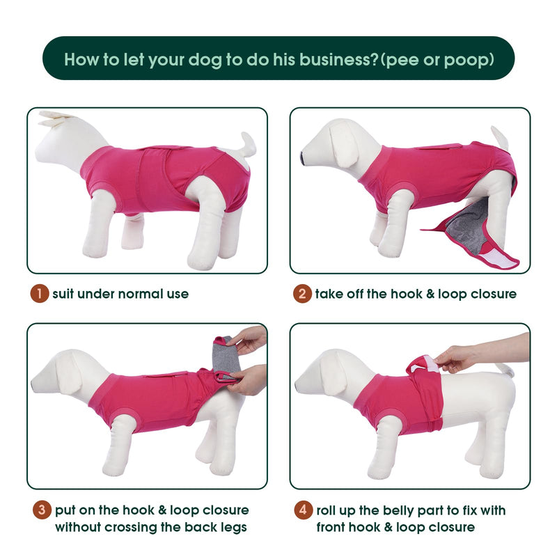 Kuoser Dog Surgery Suit Female Spay, Dog Recovery Suit Male Neuter, Dog Clothes Onesie for Surgery Anti Licking Abdominal Wounds Pet Puppy Surgical Recovery Bodysuit Shirt, Substitute E-Collar & Cone X-Large (Back:20.1-24.8'', Weight:42-75 LB) Rose - PawsPlanet Australia