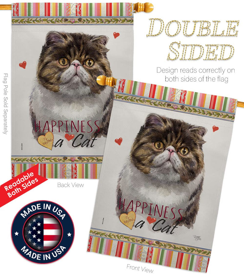 Breeze Decor Exotic Short Hair Happiness House Flag Pack Cat Kitten Meow Spoiled Paw Fur Pet Nature Farm Animal Creature Applique Banner Small Garden Yard Gift Double-Sided, Made in USA - PawsPlanet Australia