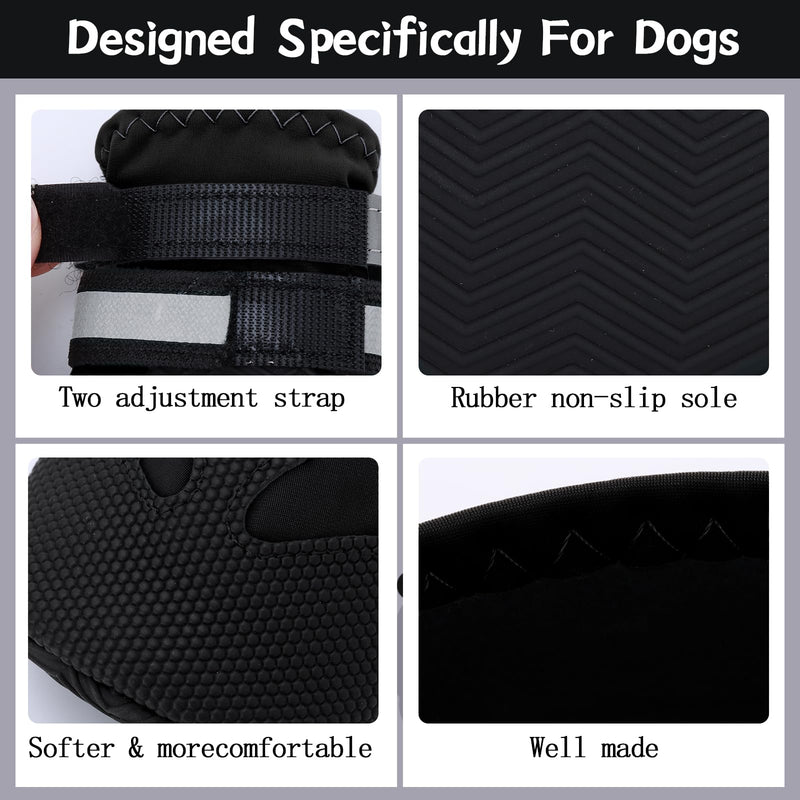 Winter Dog Boots - Non-Slip Dog Shoes for Snow/Summer Hot Pavement, Reflective Dog Booties & Paw Protectors for Medium/Large Dogs L Black - PawsPlanet Australia