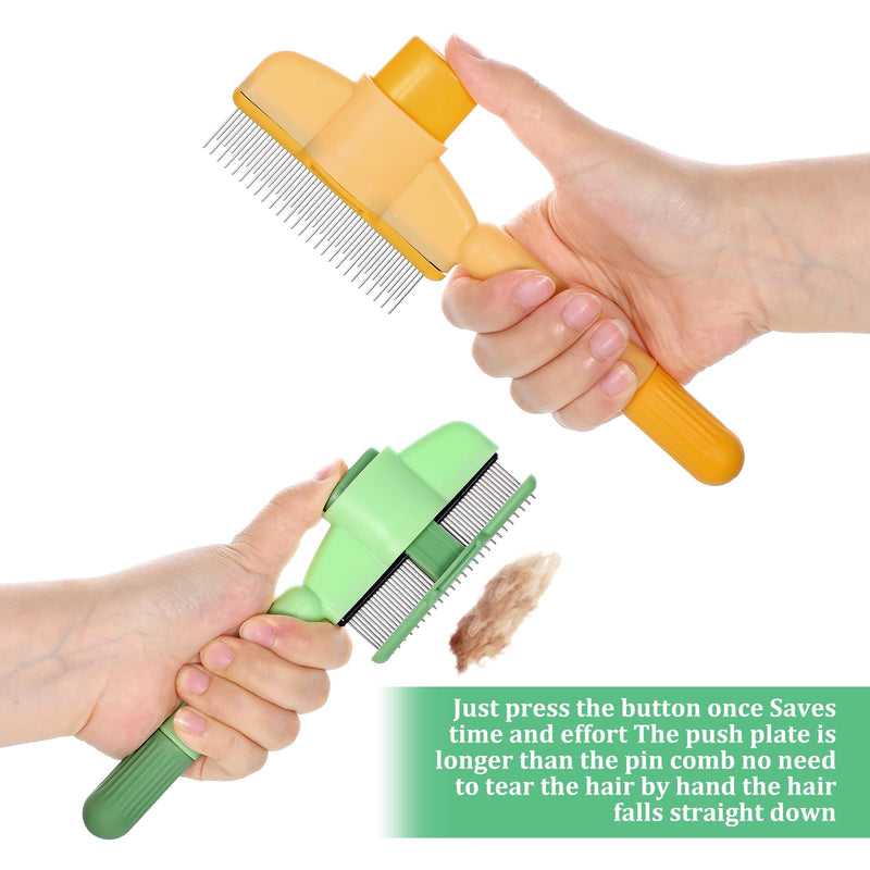 2 Pack Flea Comb for Cats Dogs Brush for Shedding with Release Button Fine Tooth Cat Combs for Grooming Pet Hair Removal Comb with Stainless Steel Teeth Self-Cleaning Pets Brush for Cat Dog Pet - PawsPlanet Australia
