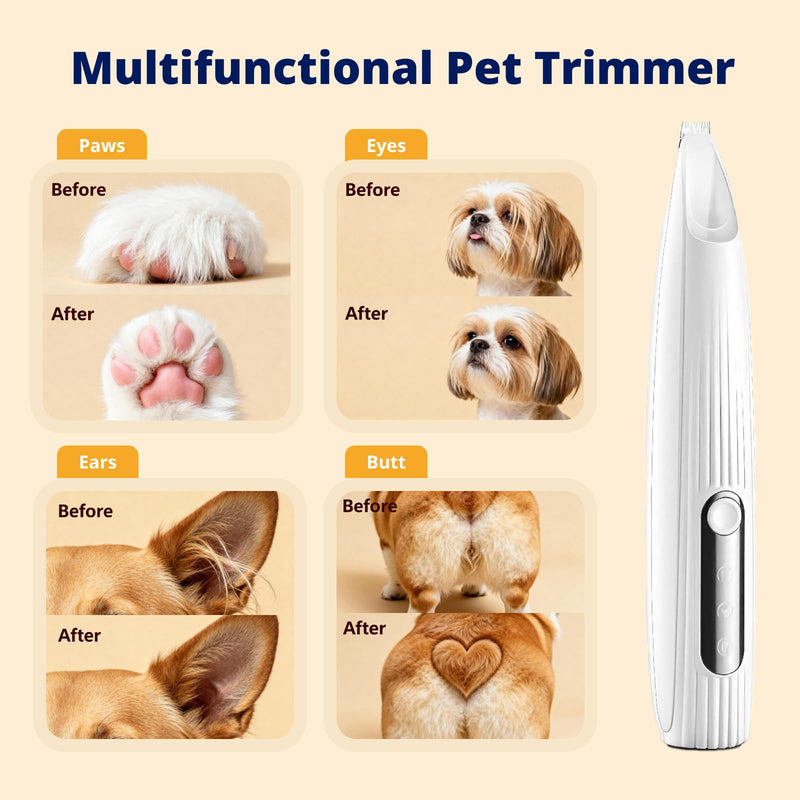 Silent Groom Pro Pet Paw Trimmer | Cordless Shaver for Dogs, Cats, Big & Small Animals with Light | Rechargeable Home and Salon Grooming Tool for Paws, Face, Ears, Butt - PawsPlanet Australia