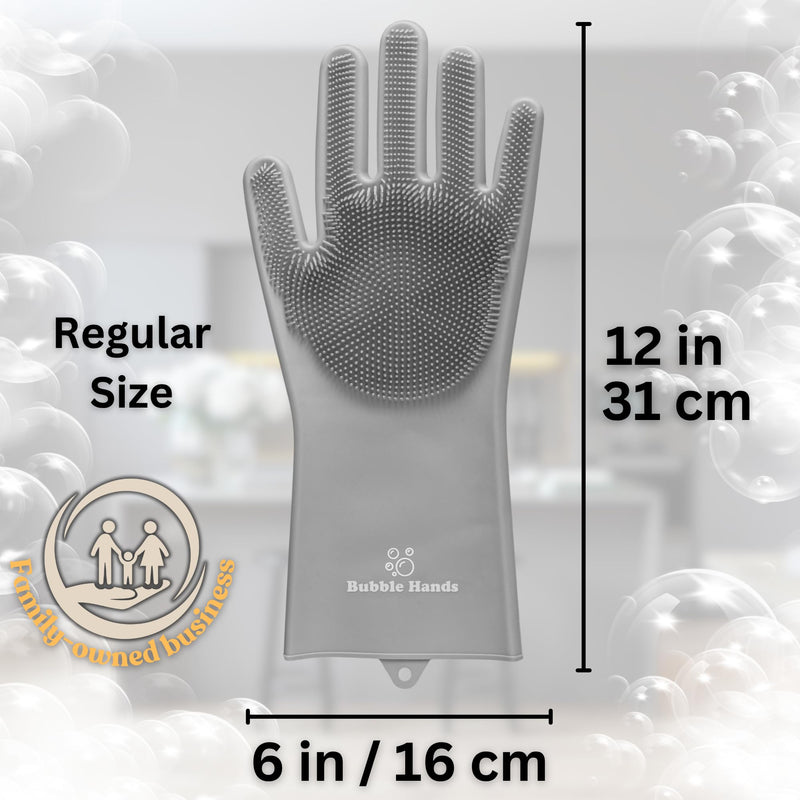 Dog Washing Gloves with Bristle Scrubbers, Reusable Silicone Gloves Ideal for Pet Bathing, Massaging & Grooming (Gray) Gray - PawsPlanet Australia