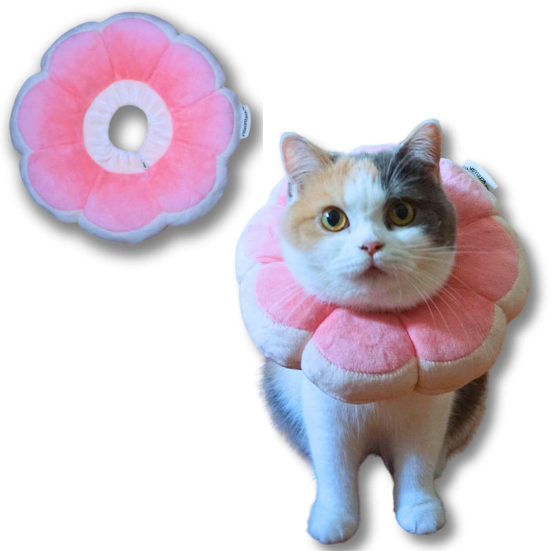 Adjustable Comfy Flower Style Elizabeth Collar for Cats Puppies Soft Recovery Cone Pet Protective Neck Collar (Pink, Small) Pink