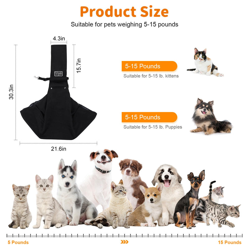 Dog Carrier Sling, Cat Sling Carrier, Small Dog Sling Carriers for 0-15 lbs, Hands Free Puppy Carrier Sling, Crossbody Pet Carrier for Travel, Breathable Pad, Storage Pocket, Tote Design Cat Carrier Non-adjustable - PawsPlanet Australia
