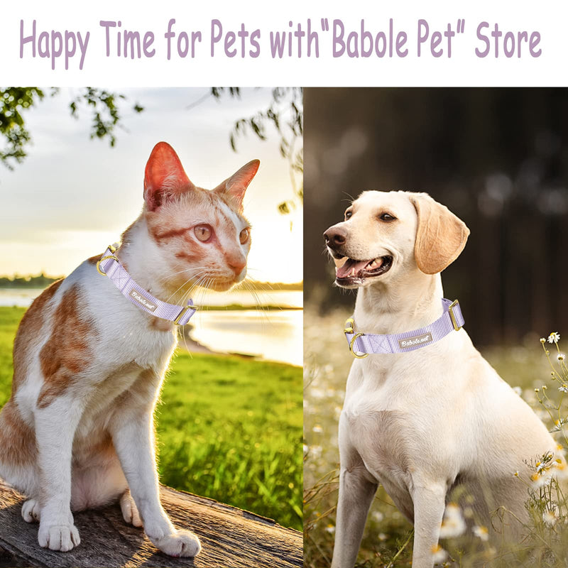 Babole Dog Collars with Safety Metal Buckle， Adjustable Soft Comfortable Nylon Pet Collars for Small Medium Large Dog Lavender - PawsPlanet Australia