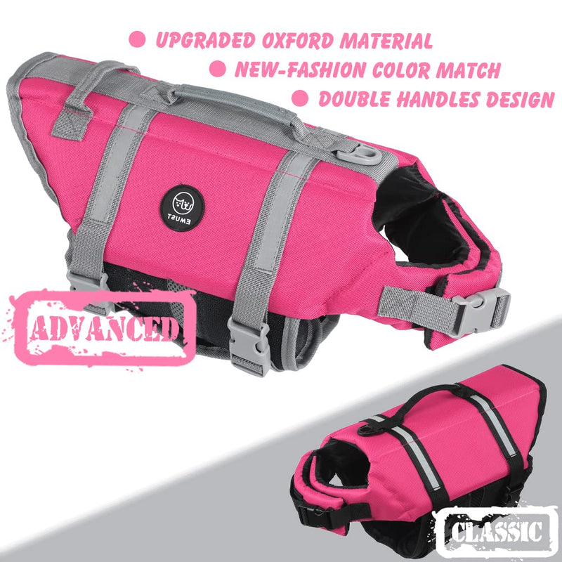 EMUST Dog Life Preserver, Dog Life Vests for Swimming, Beach Boating with High Buoyancy, Dog Flotation Vest for Small/Medium/Large Dogs, L, NewSolidpink - PawsPlanet Australia