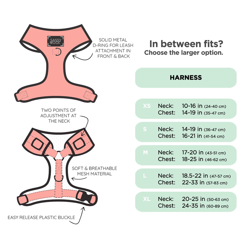 Sassy Woof Dog Adjustable Harness - Hello Kitty® Red Classic - S, Breathable Mesh, No Pull Design with Two D-Rings, Patented Design, Perfect for Small Dogs