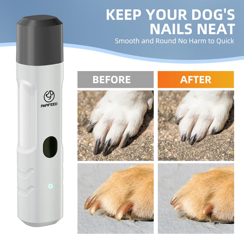 Dog Nail Grinder with 2 LED Light,3-Speed Rechargeable Dog Nail Trimmer, Upgraded Powerful Electric Dog Toe Nail File Quiet Painless, Paws Grooming for Small Medium Large Dogs Cats-White White - PawsPlanet Australia
