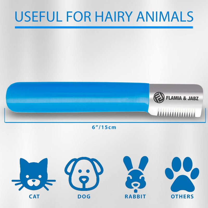 FLAMIA & JABZ Stripping Knife for Dogs, Right Handed, Stainless Steel with Plastic Grip (Medium) Medium - PawsPlanet Australia