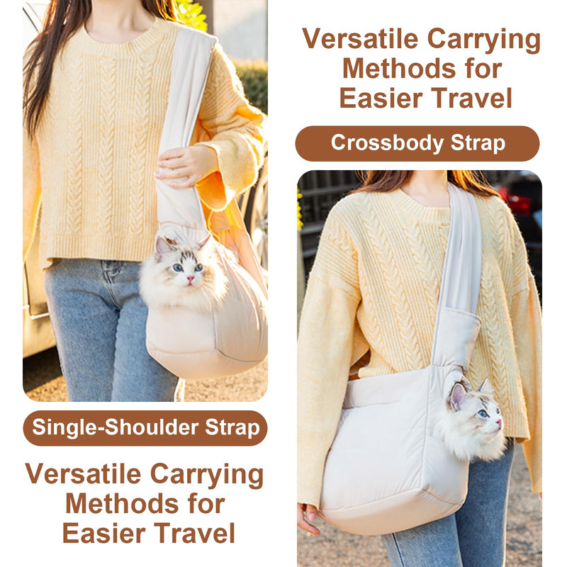 Mini Dog Purse Carrier with Pockets, Warm Cute Pets Bags with Secure Harness Clip, Cat Shoulder Bag for Outings, Lightweight Puppies Bags Kennel, Trained Pets Handbag Outdoor(Gray,One Size) One Size Gray
