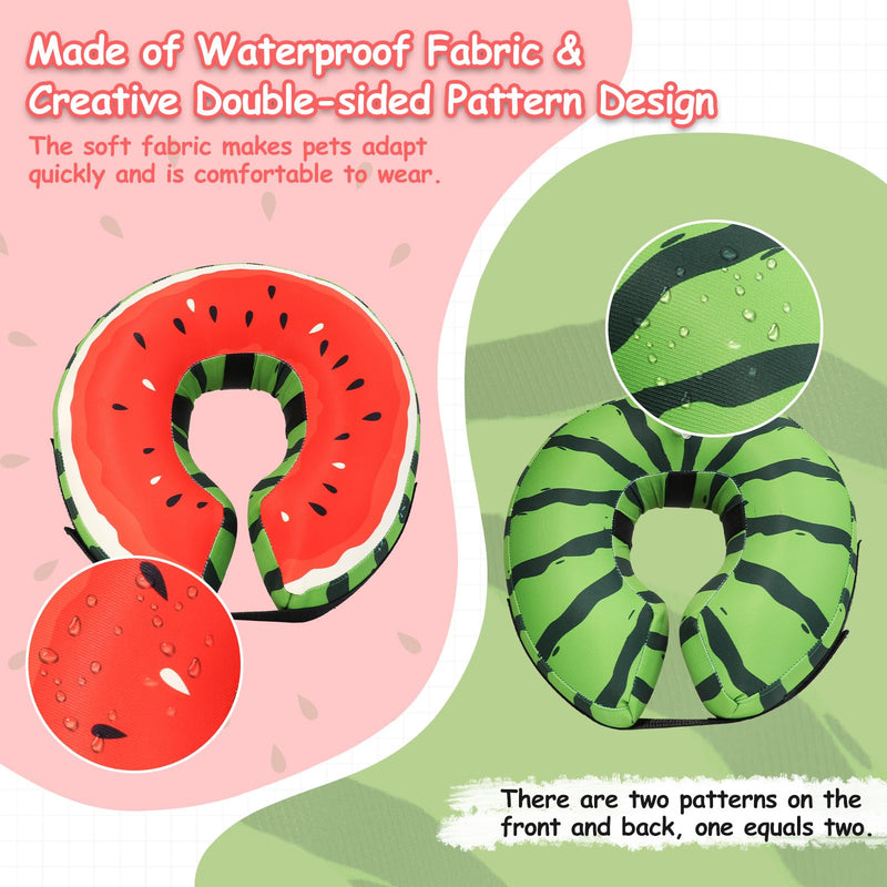 Dog Cone Collar Alternative, Inflatable, Waterproof Fabric Comfy Pillow for Dogs (Red-Green, XL(Neck:19.68'-29.6')) Watermelon Red XL(Neck:19”-24.4”)