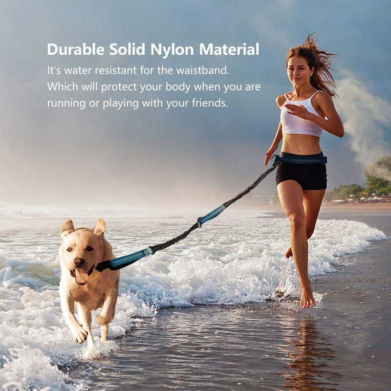 Hands Free Dog Running Leash with Adjustable Waist Belt, Dual Handle Elastic Bungees Retractable Rope for Small and Medium Dogs, Reflective Stitches for Walking Hiking Biking (Large, 25-120lb) Medium/Large - PawsPlanet Australia