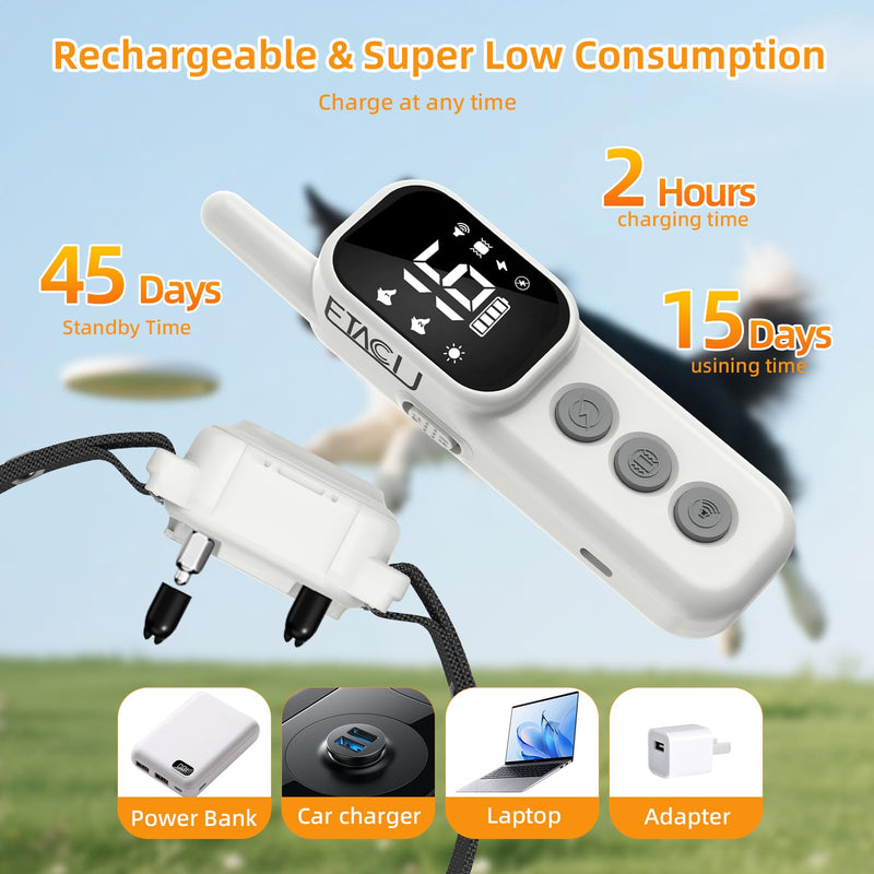 ETACCU Collar for Dogs,Waterproof Dog Training Collar with Remote Control,4 Training Modes：Beep, Vibration, Safe Static,LED,Rechargeable Adjustable for 5-150lbs Small Medium Large Dogs - PawsPlanet Australia