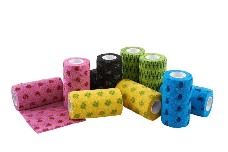 Kruuse Fun-Flex Pet Bandage (Self Adhesive Bandage for Animals, Elastic Bandage, Breathable Bandage, High Strength and Elasticity, Pack of 10) 10cm x 4.5m 4" Plain