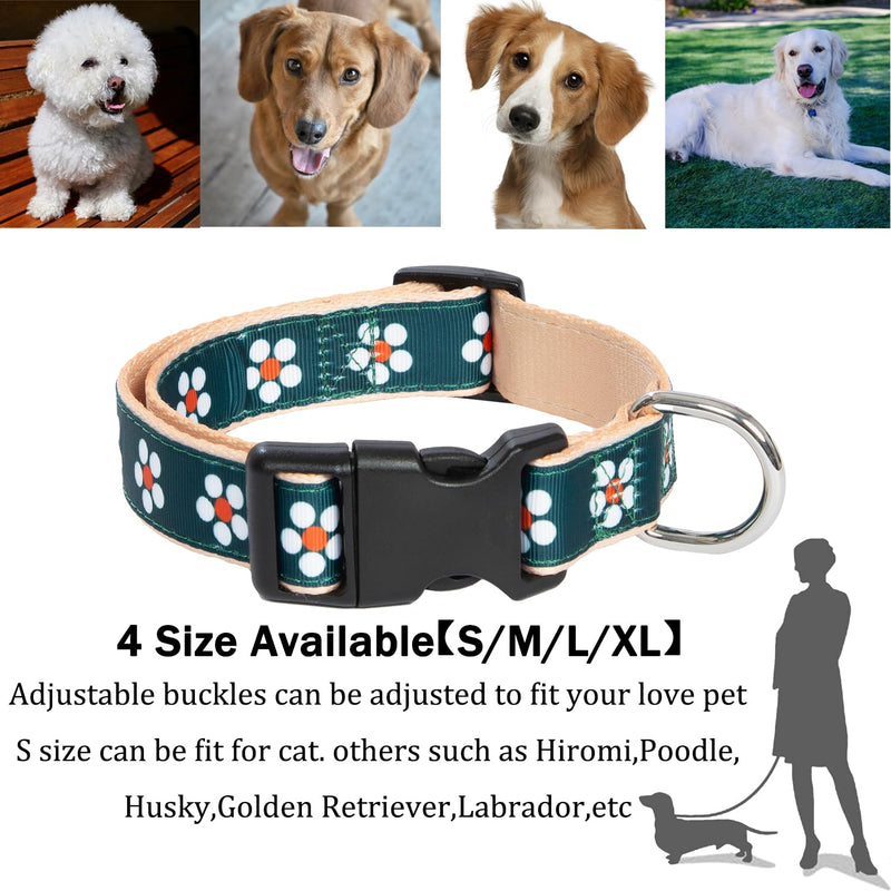 2PCS Floral Dog Collar and Flower Leash Set Pet Gift Adjustable Dogs Floral Collars for Small Medium Large Collars (S) S (7"-12") - PawsPlanet Australia