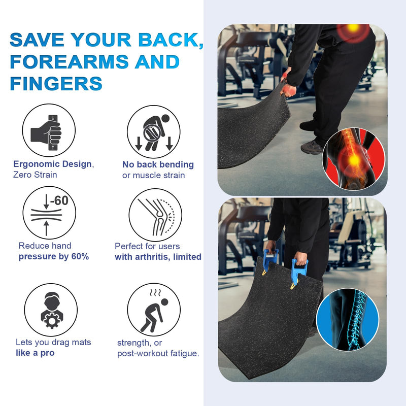 Heavy Duty Stall Mat Grippers - Pair of 2 Mat Movers Tool for Horse Stalls, Gym, Barn, and Trailer, Makes Moving Rubber Mats Easier, Saves Your Back and Hands - PawsPlanet Australia
