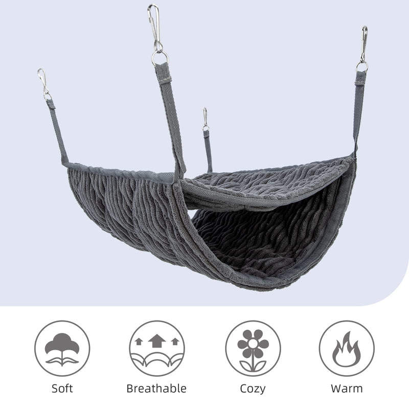 Niteangel Luxury Double Bunkbed Hammock, Fit 2 Adult Ferrets or 5 More Adult Rats Warm Plush Hanging Hammock Bed Hideout for Hamster Guinea Pig Rat Ferret Chinchill(Gray) Gray - PawsPlanet Australia