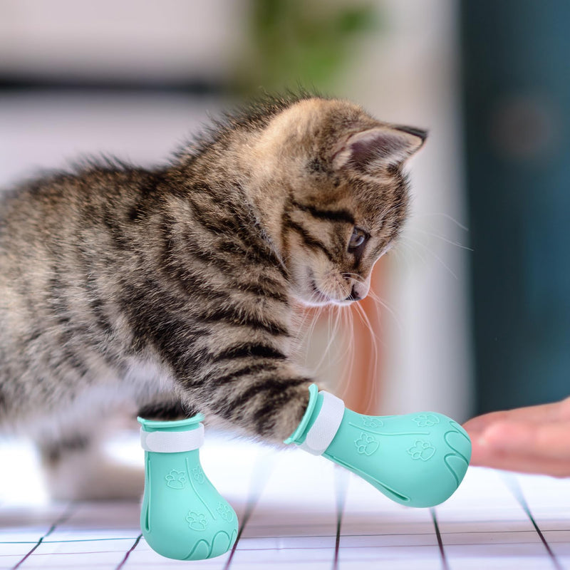 4 Pcs Silicone Cat Feet Claw Covers, Anti-Scratch Cat Nail Shoes Kitten Feet Paw Boots Cat Protector Caps to Prevent Scratching Pet Supplies for Bathing Shaving Grooming - PawsPlanet Australia