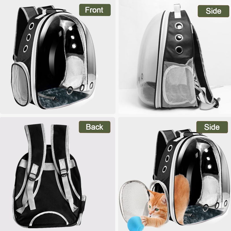 Cat Backpack Carrier, Pet Cat Carrier with Ventilated Design for Carrying Puppy Cats, Pet Carrier Backpack for Traveling/Hiking/Camping/Outdoors Airline Approved Travel Carrier (Black) - PawsPlanet Australia