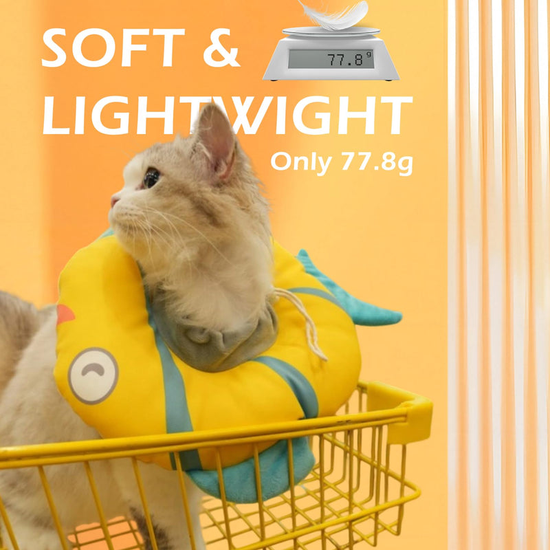 Waterproof Cat Recovery Collar for Wound Healing, Adjustable Cat Cone Collar, Soft Cones to Stop Licking, Comfortable Lightweight Neck Elizabethan Collars for Pets After Surgery (Yellow, S) Yellow