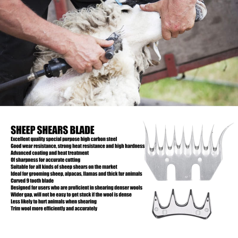 Sheep Shears Replacement Blades, Professional Curved 9 Tooth Clipper Comb Blade, Cutter Trimmer Accessory Set Kit for Sheep Alpacas Goats