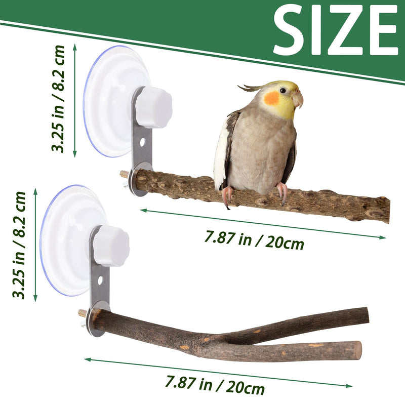 2 Pcs Natural Bird Perch Stand with Suction Cup Window Birds Perch for Window Mirror Car Shower Ceramic Tiles Bath Wood Training Perch, for Bird, Cockatoo, Macaw, Parakeet - PawsPlanet Australia