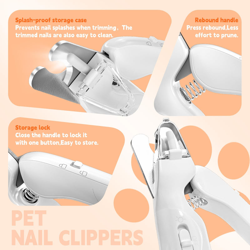 2-in-1 Dog Nail Trimmers & Dog Nail Grinder with 2 LED Lights, Ultra-Quiet, USB Rechargeable, Multiple Grinding Methods, and Splash Guard for Small, Medium, and Large Dogs & Cats (White) - PawsPlanet Australia