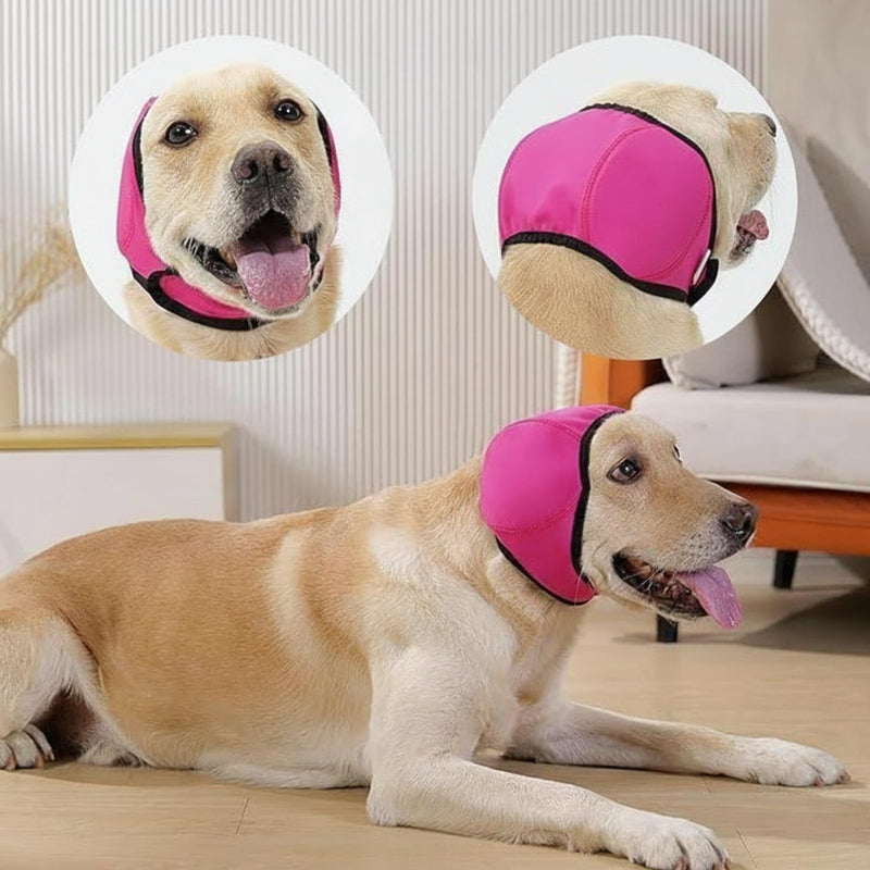 Dog Ear Protectors Small Rose Pink Waterproof Dog Ear Muffs Adjustable Dog Snood Ear Protector For Bath Grooming And Noise Situations