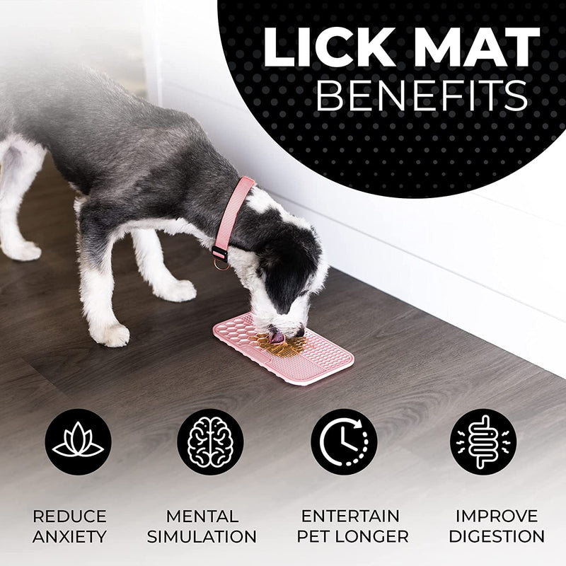 Pup Culture Dog Lick Mat for Dogs (2 Pack), Feeding Pad for Anxious Pets Plus 4 Different Puzzles for Mental Stimulation for Dogs - Supports Mental, Dental, and Digestive Health - Heavy Duty 2 Pack Pink - PawsPlanet Australia