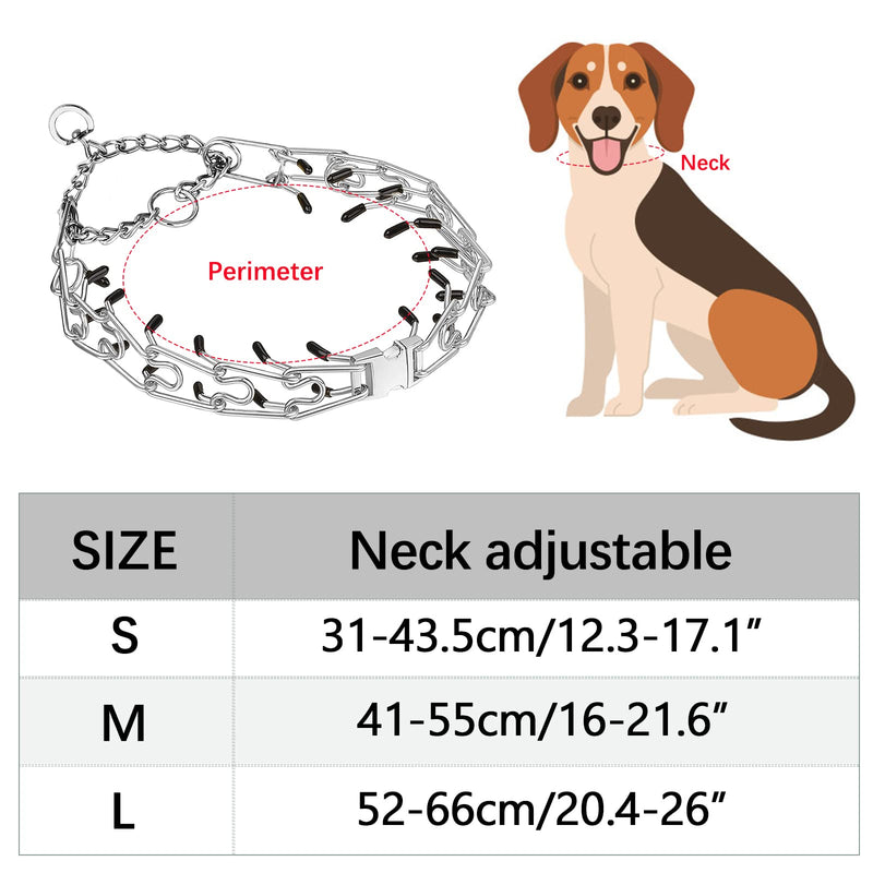 Dog Prong Collar,Dog Pinch Collar with Quick Release Buckle,No Pull Choke Collar Detachable Adjustable,Metal Easy Buckle Release Middle Large Dog Training Collar With Buckle XL - PawsPlanet Australia