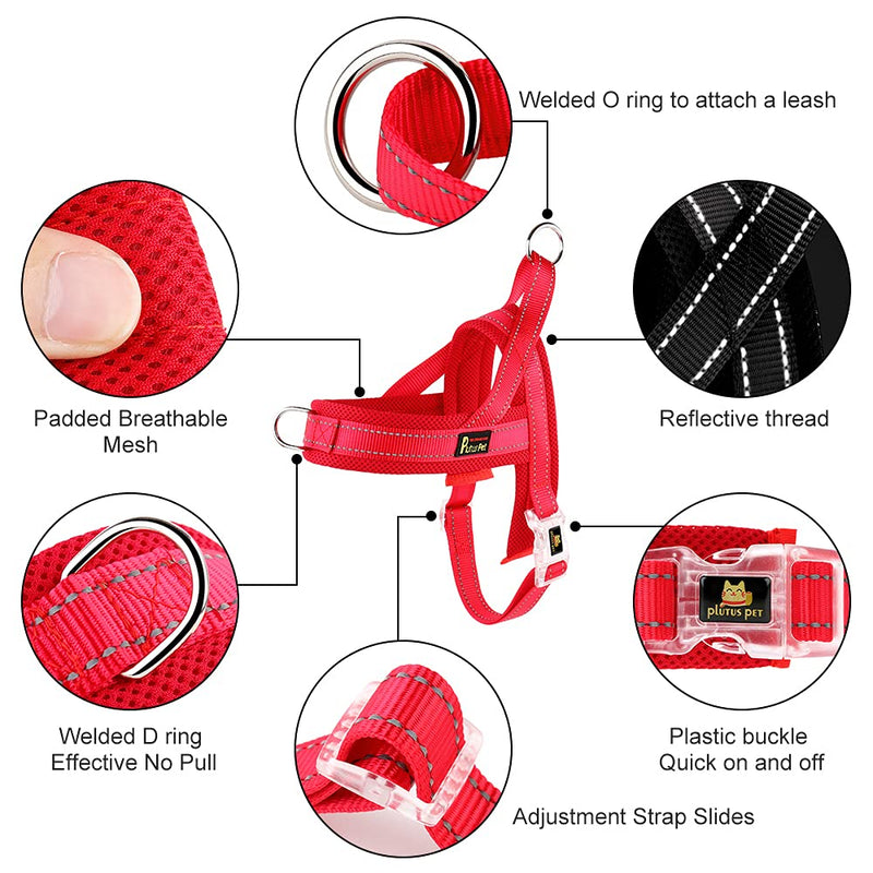 Plutus Pet No Pull Dog Harness with Breathable Mesh Padded, Adjustable Reflective Escape Proof Dog Harness, Quick Fit Dog Vest Harness for Small Medium Large Dogs(XL, Red) X-Large
