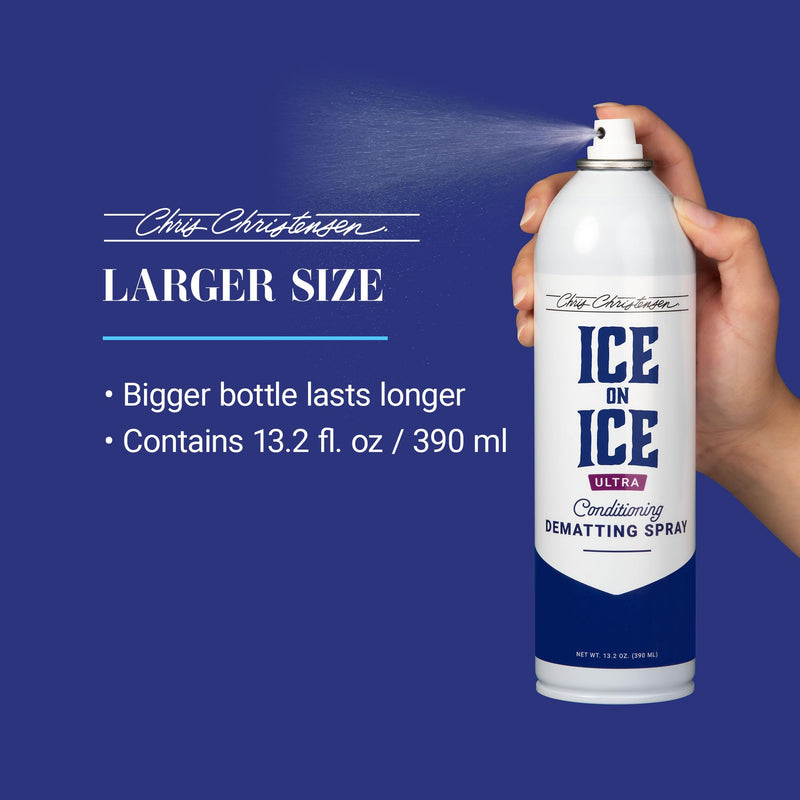 Chris Christensen Ice on Ice Ultra Conditioning Dematting Spray, Dog Conditioner, Groom Like a Professional, Lightweight Formula, Dematts & Detangles, Conditions & Protects, Made in the USA, 13.2oz - PawsPlanet Australia